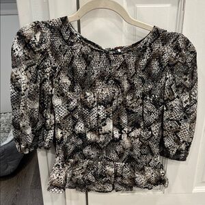Free People Black and Cream Snake Print Blouse